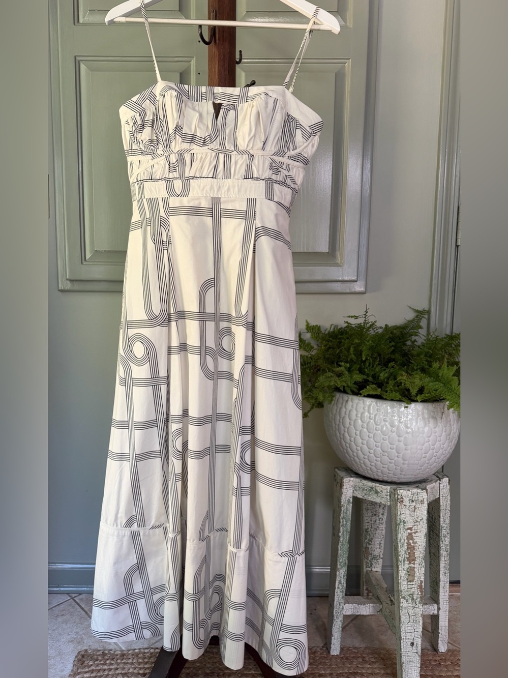 Le AL.X Knot Print Woven Ruched Midi Dress Size Small